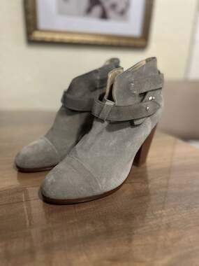 Rag & Bone Harrow Gray Suede Ankle Booties